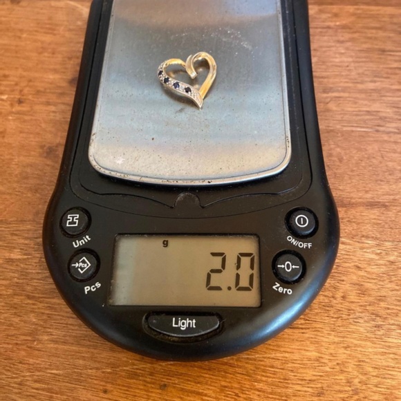 10kt solid gold, diamonds and sapphire pendant - Picture 2 of 3